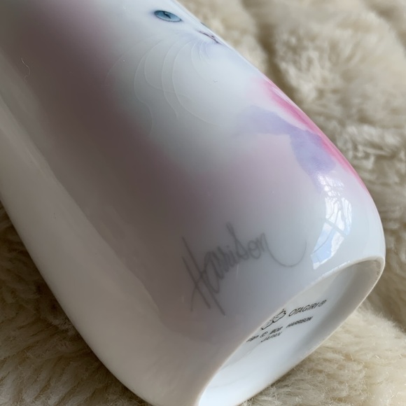 Vintage 80s Harrison white Persian cat with rose Mug rare collectible - Picture 10 of 12